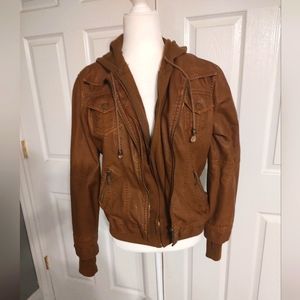 Leather feel bomber jacket